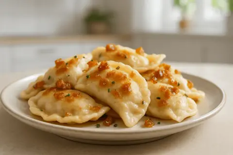 Pyszne pierogi ruskie, jak u babci, z chrupiącą cebulką i szczypiorkiem. Przepis babci na idealne pierogi ruskie.