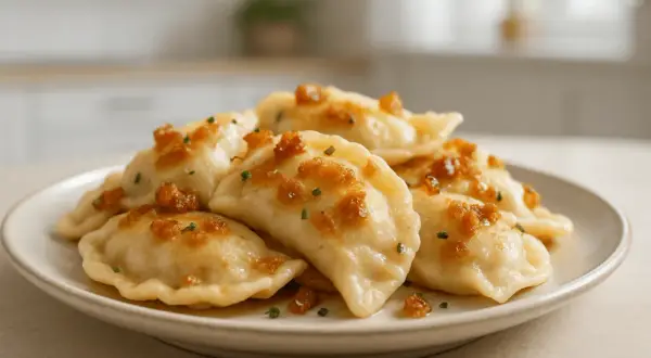 Pyszne pierogi ruskie, jak u babci, z chrupiącą cebulką i szczypiorkiem. Przepis babci na idealne pierogi ruskie.