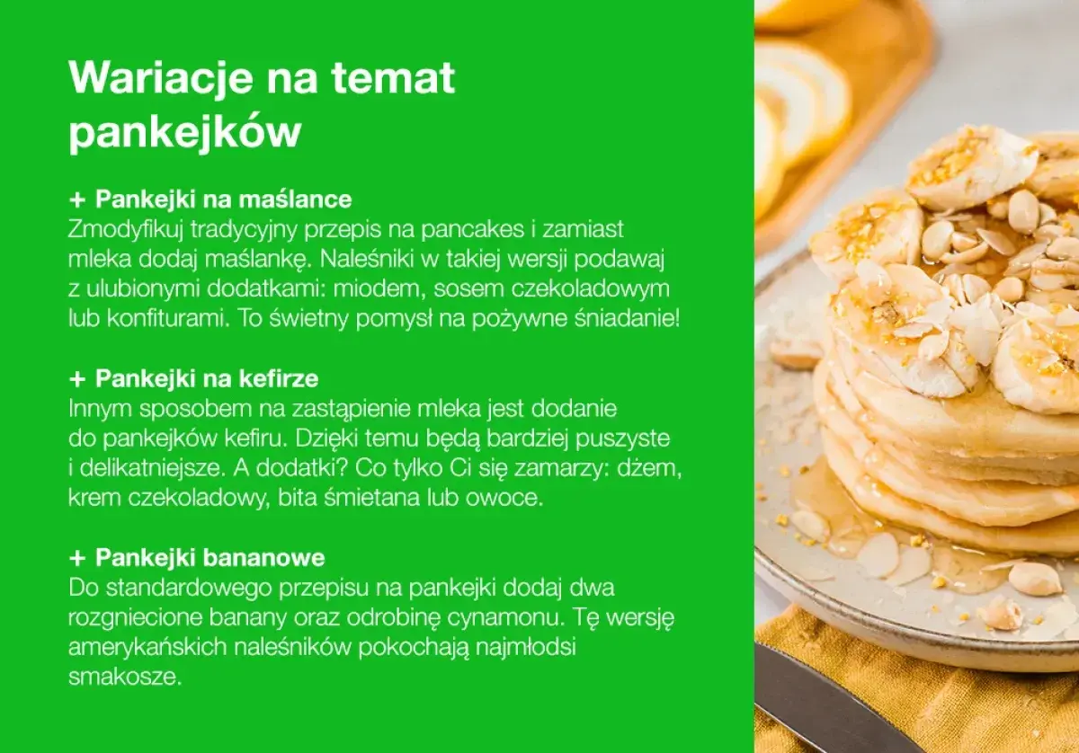 Stos prostych przepisów na pankejki z bananami, polane miodem i posypane płatkami migdałów.