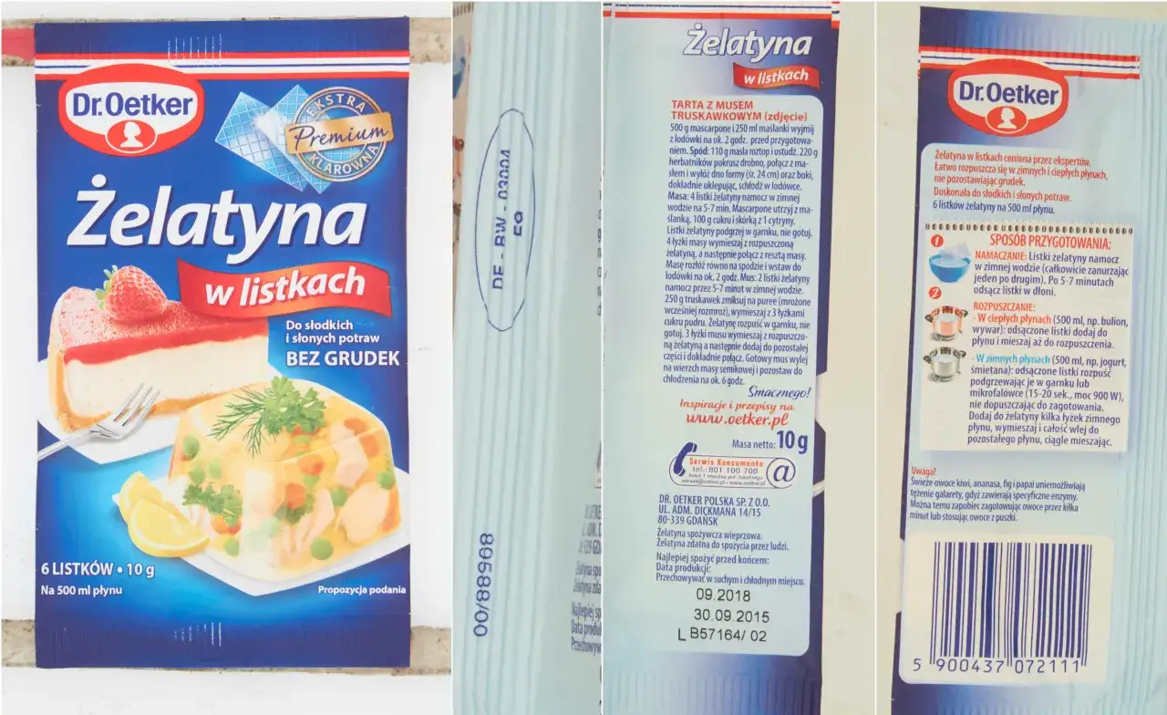 żelatyna w proszku i żelatyna w listkach porównanie