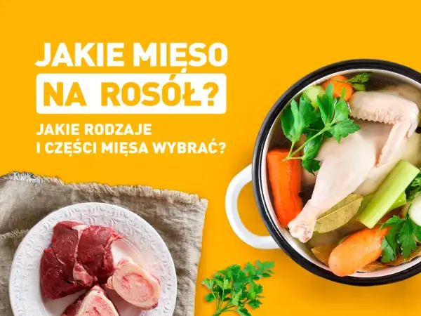 Jakie mięso na rosół? Na talerzu surowa wołowina, w garnku gotujący się rosół z kurczaka i warzywami.